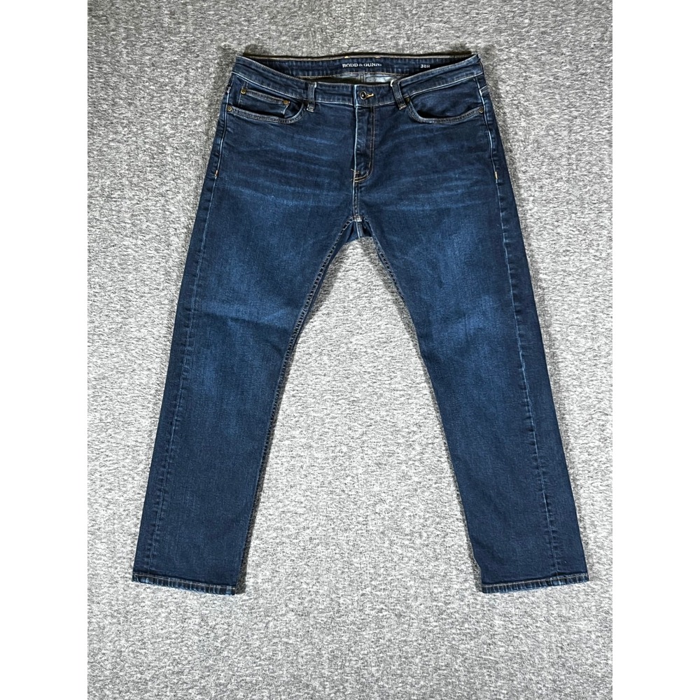 Rodd & Gunn Mens 38R Straight Fit Jeans Dark Wash Blue Denim Stretch 38 x 28